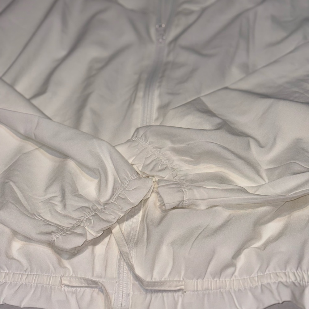 Old Navy StretchTech Packable Ruffle-Trim Jacket white full-zip drawstring large - Picture 10 of 11